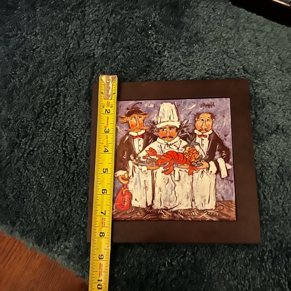 Vintage Italian Joanna Gourmet Chef Glazed Tile Wood Frame Hanging Pictures (3) - Picture 15 of 15